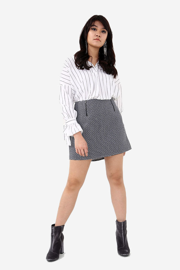 Patterned Mini Skirt With Zips