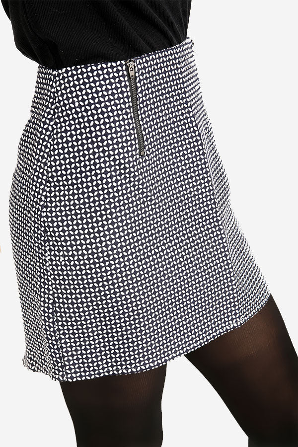 Patterned Mini Skirt With Zips