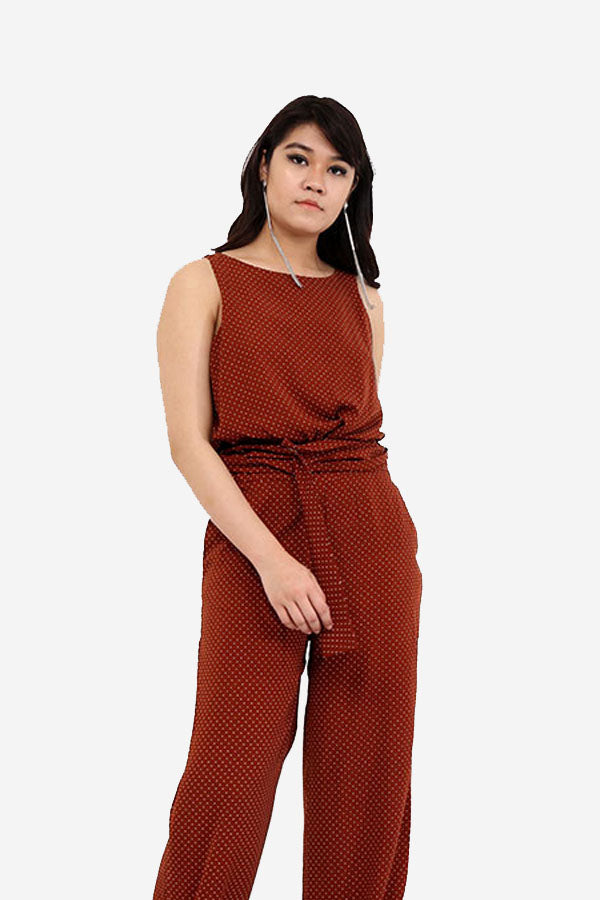 Burnt Orange Polka Dot Jumpsuit