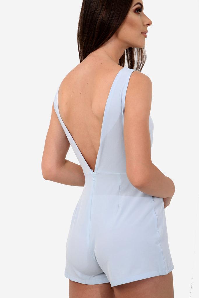 Powder Blue Bodycon Tie Playsuit