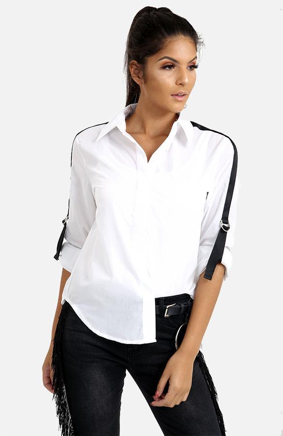 Shirt With Black Striped Sleeves