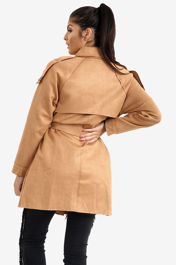 Tan Suede Trench Coat