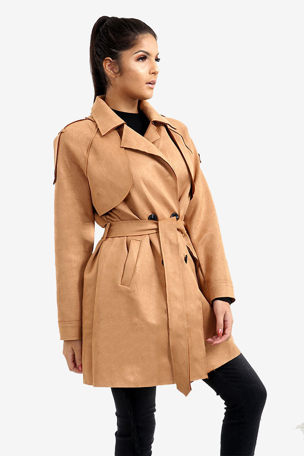 Tan Suede Trench Coat