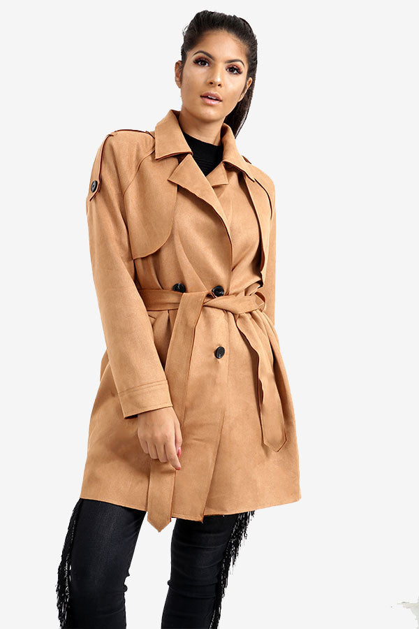 Tan Suede Trench Coat