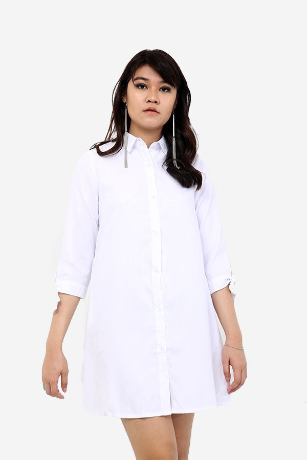 White Shirt Dress With Bow Cuffs