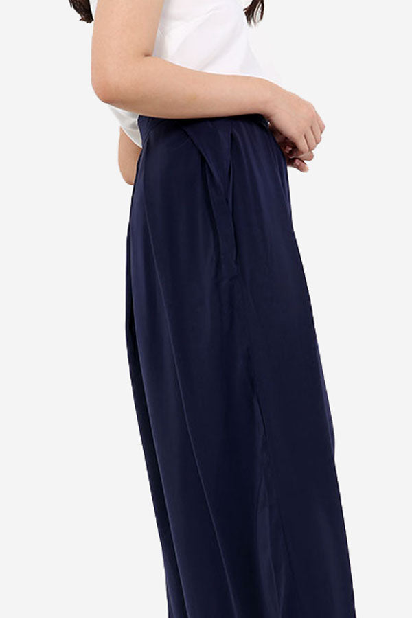 Navy High Waisted Palazzo Trousers