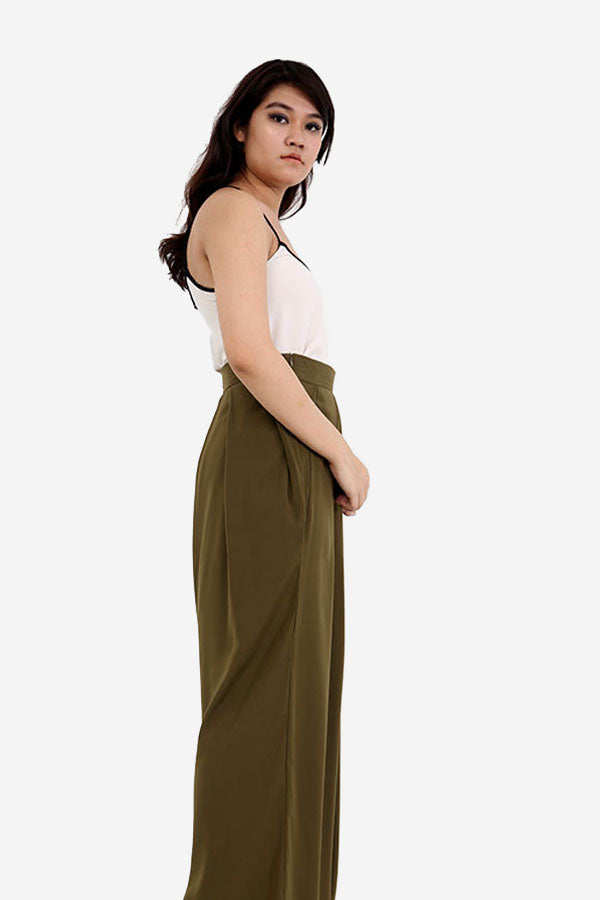 Khaki High Waisted Palazzo Trousers