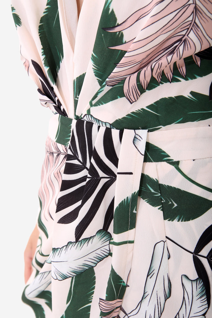 White Palm Leaf Playsuit