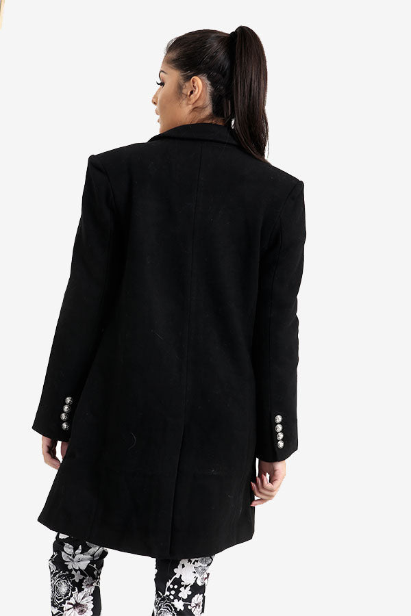 Black Wool Tailored Coat