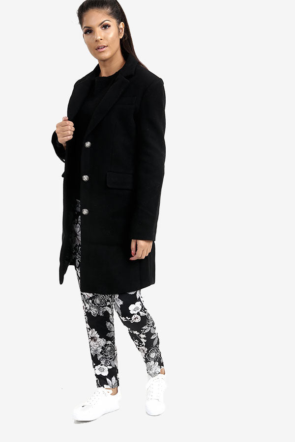 Black Wool Tailored Coat