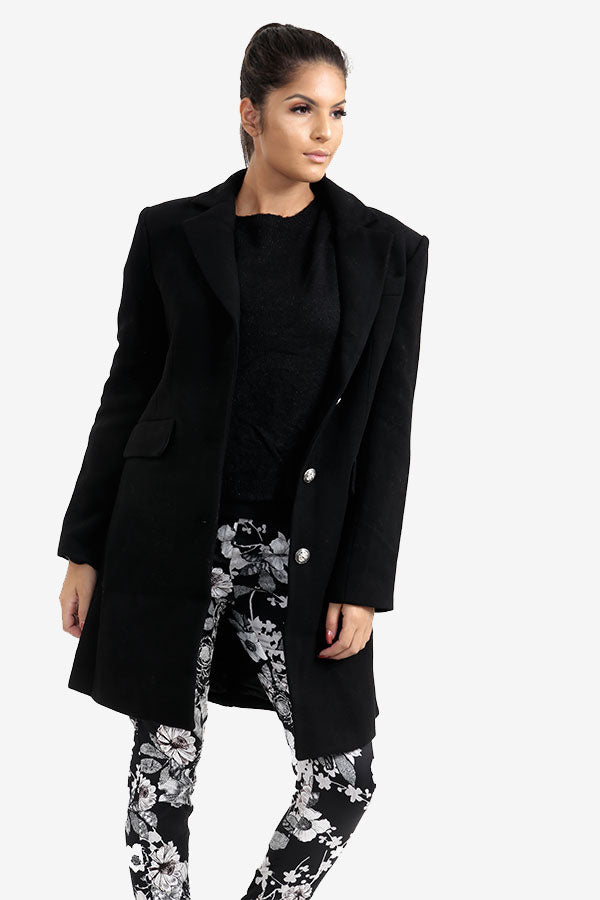 Black Wool Tailored Coat