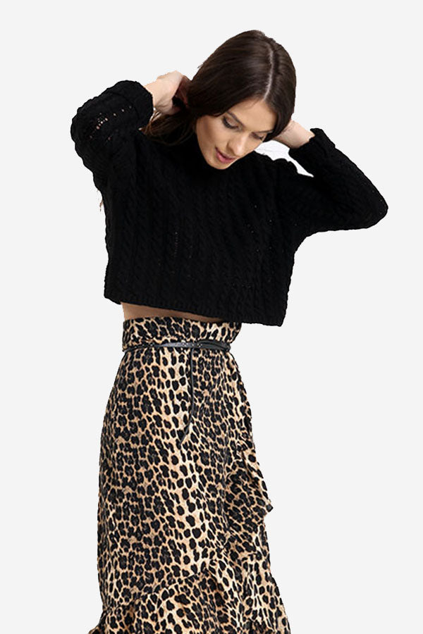Black Knitted Cropped Jumper