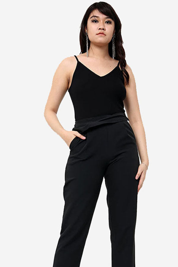 Black High Waisted Cigarette Trousers